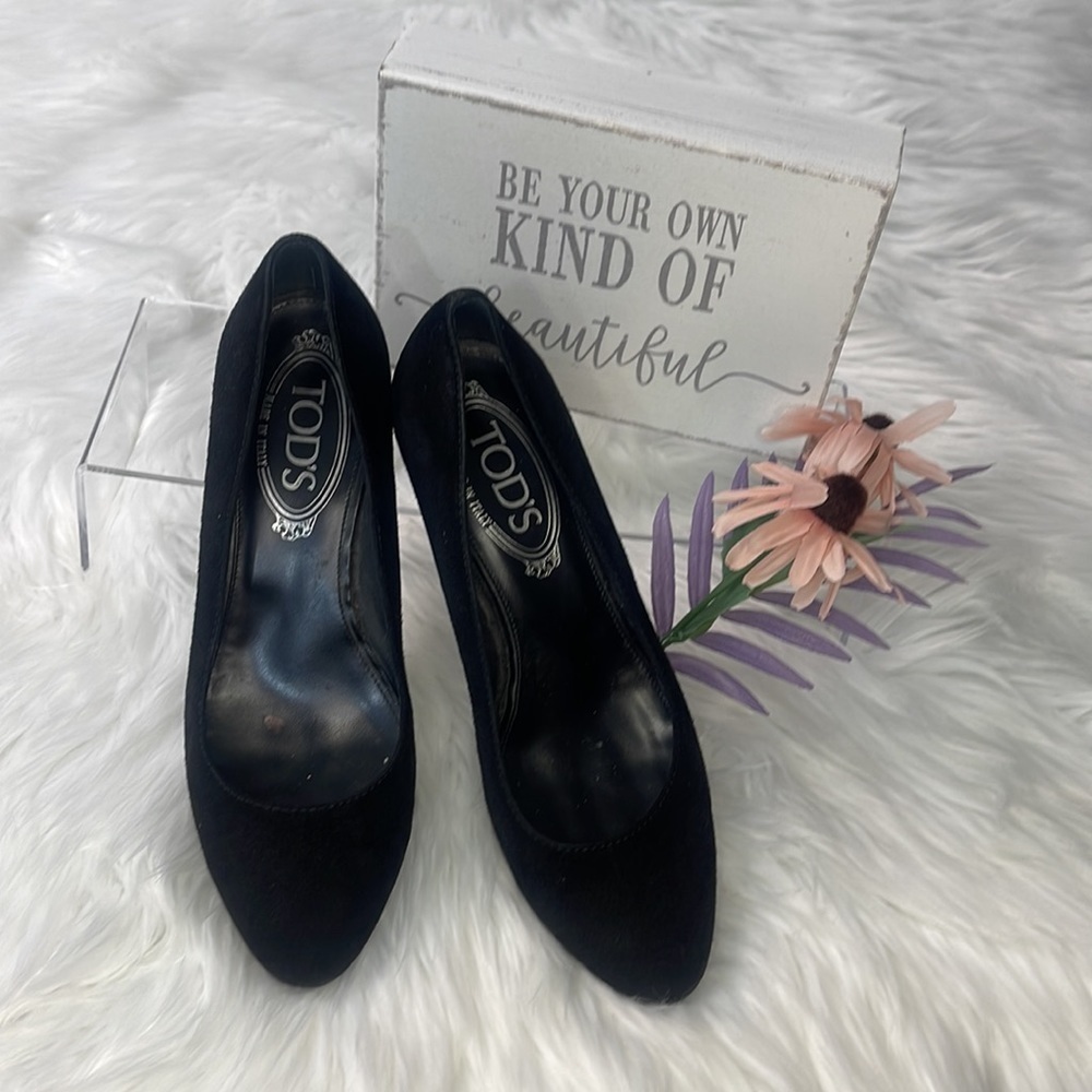 TODS Black Suede Heels - Picture 3 of 8